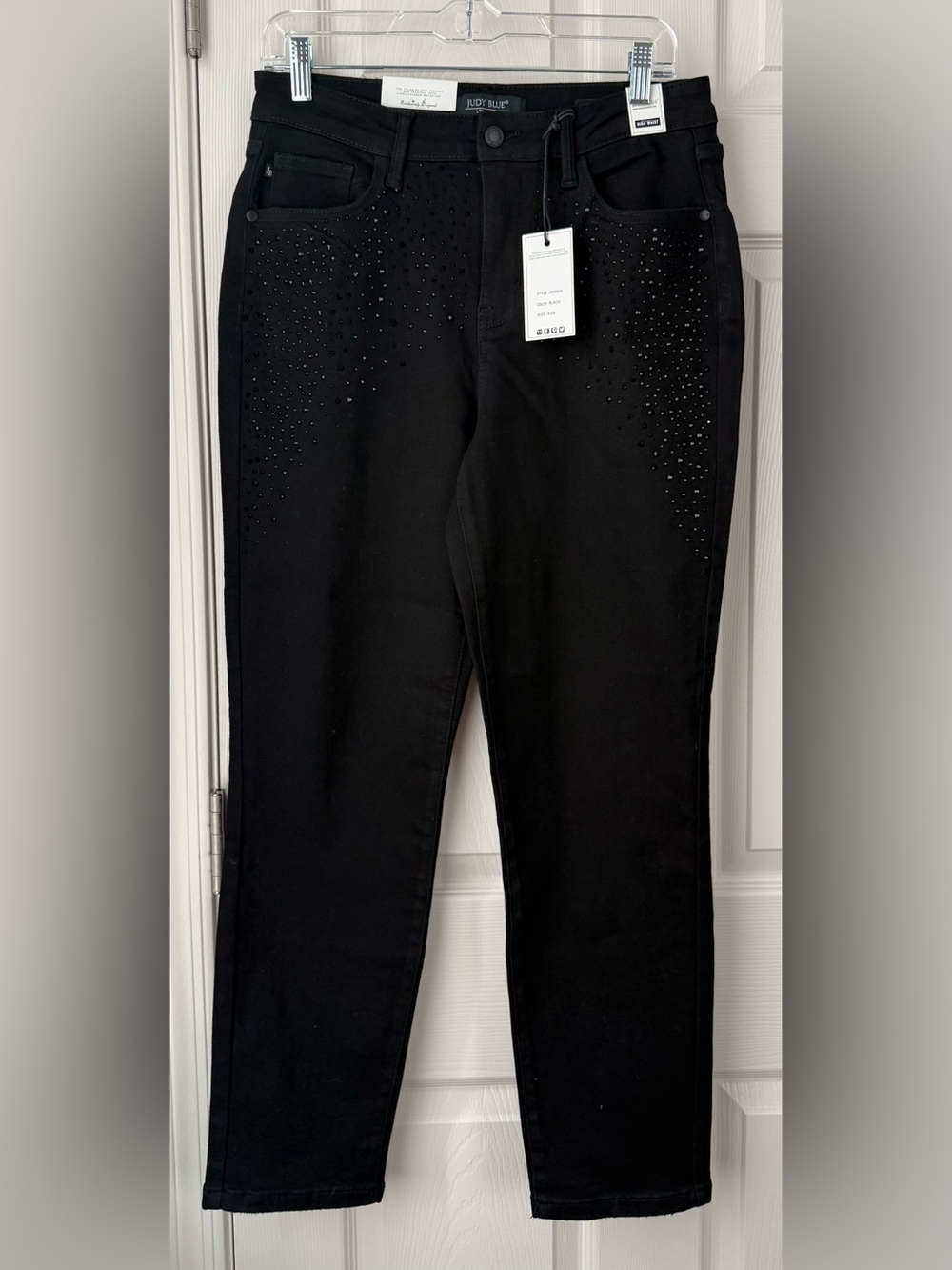 NWT Judy Blue Black Rhinestone High Rise Slim Jeans 9/29